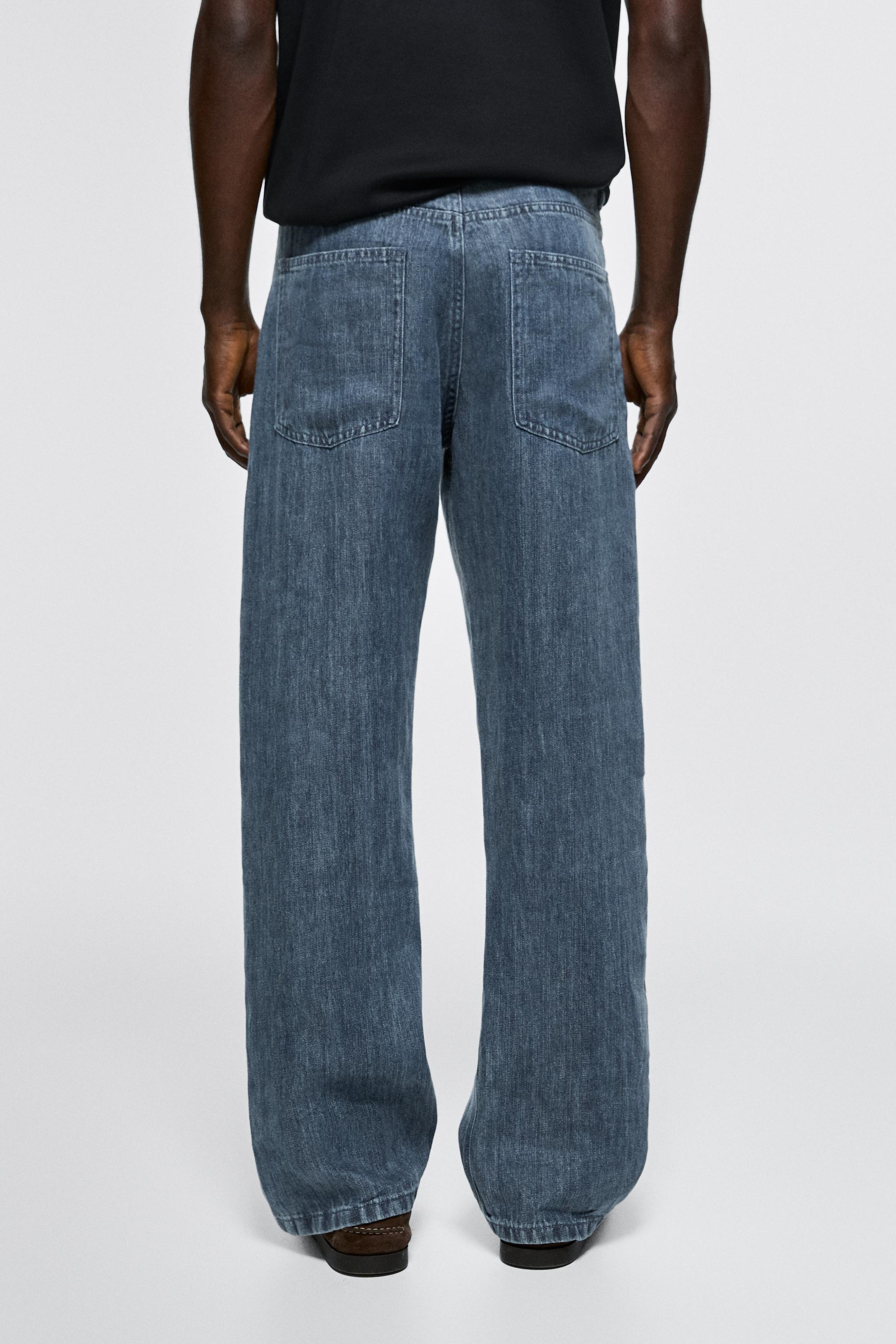 100% linen wide-leg jeans